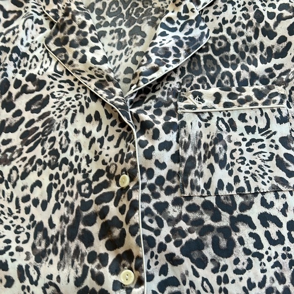 Victoria’s Secret gray/white cheetah print pajama top. Button front.Size Small. - Picture 3 of 14